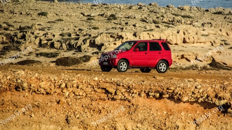 Car Suv Off Road Red Wild