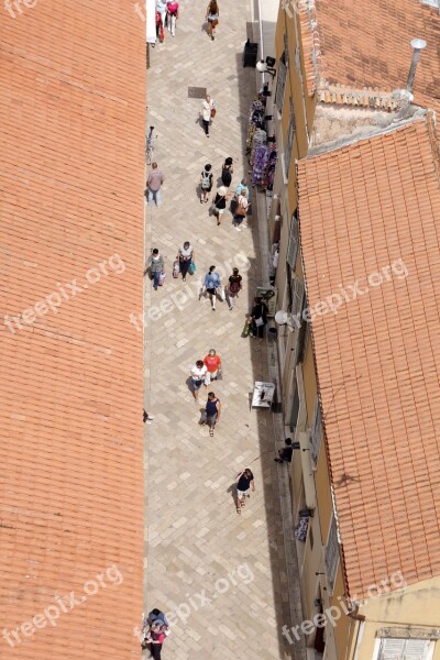 Perspective From Above Pedestrian Zone Small City