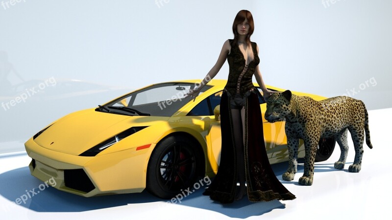 Yellow Woman Sexy Model Leopard