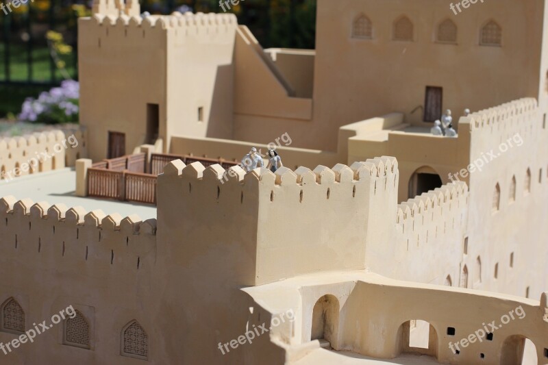 Miniature Castle Tourists Building Medieval