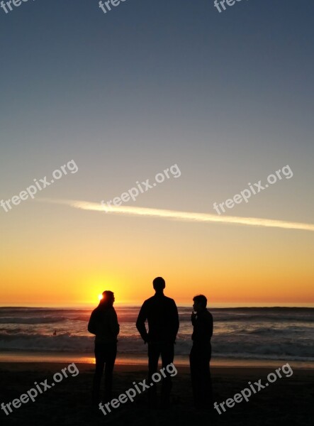 Silhouette Sunset Beach Sky Beach Sunset