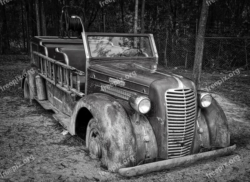 Fire Engine Automobile Truck Retro Antique