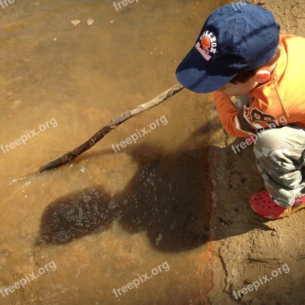 Boy Stream Creek Water Child