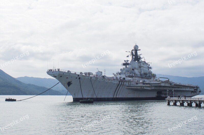 Aircraft Carrier Retired Former Soviet Union Aircraft Carrier Minsk Shenzhen Blue Sky