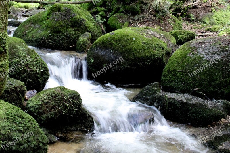 Water Stones Moss Waterfall Nature