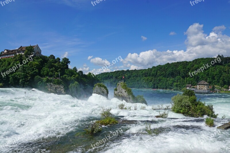 Rhine Falls High Water Schaffhausen Neuhausen Am Rheinfall Water Mass