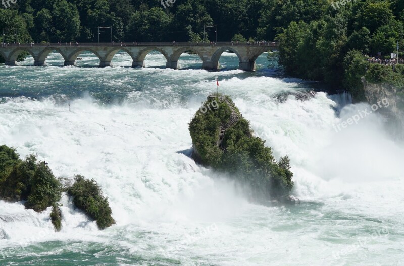 Rhine Falls High Water Schaffhausen Neuhausen Am Rheinfall Water Mass