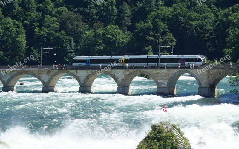 Rhine Falls High Water Schaffhausen Neuhausen Am Rheinfall Water Mass