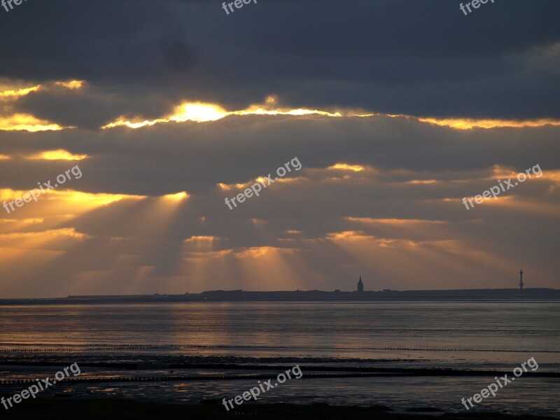 Abendstimmung Clouds Sea Lake Rays