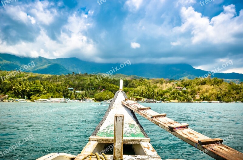 Boat Ride Mountains Sea Clouds Travel