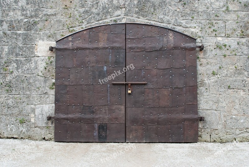 Iron Door Door Goal Castle Stone Wall