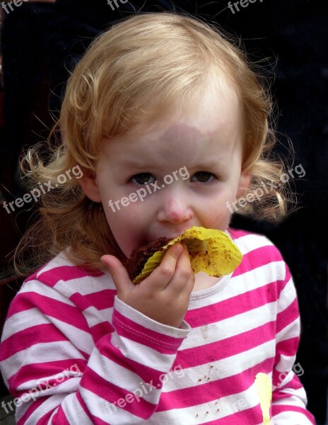 Little Girl Face Blond Portrait Cute