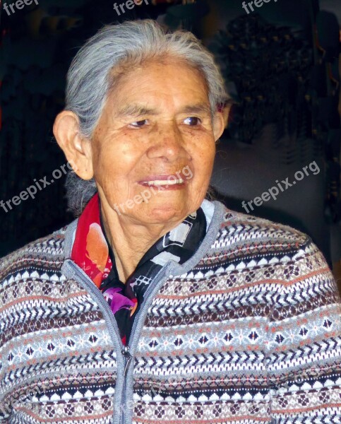 Old Woman Mesch Face Peru Peruvian