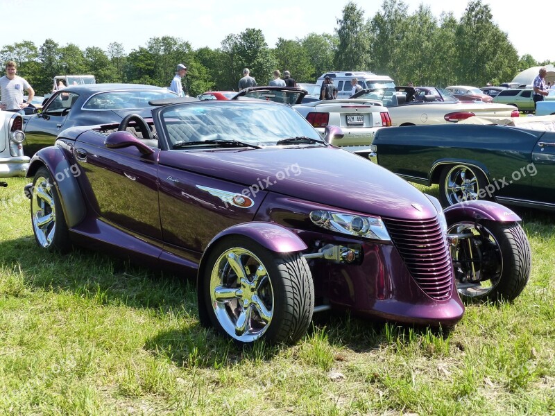 Hot-rod Car Exhibition Grass Tree