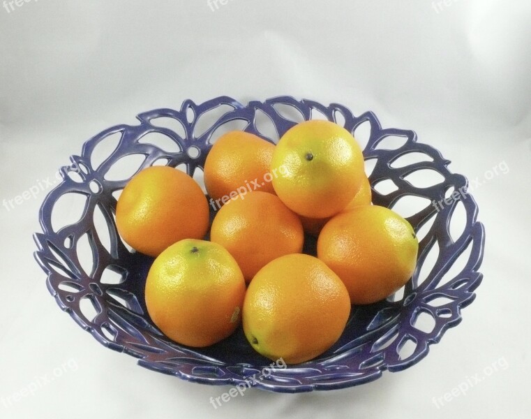 Fruit Fruit Bowl Oranges Colorful Seasonal