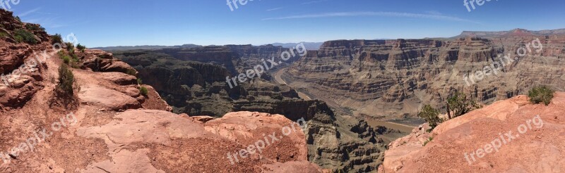 Grand Canyon Desert Panorama Blue Sky Cliff Rock Layers