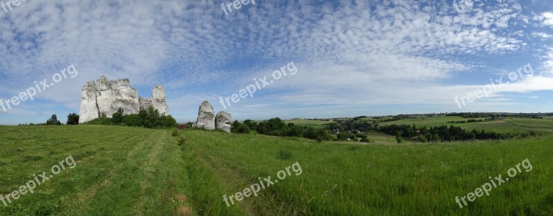 Jerzmanowice Poland Nature Landscape Rock