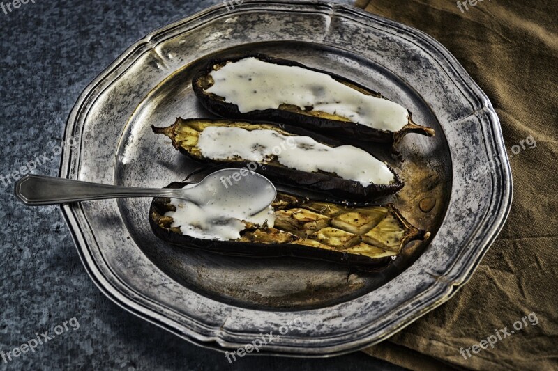 Vegetarian Grilled Food Eggplant Turkish Aubergine