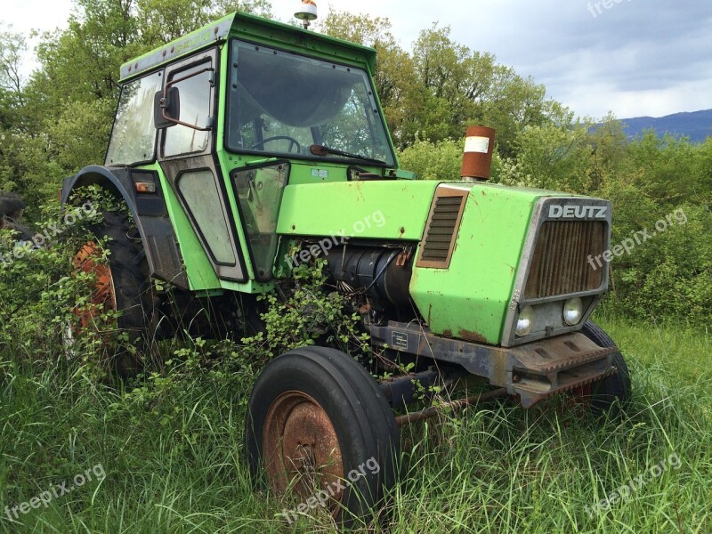 Deutz Tractor Meadow Still Life Cemetery