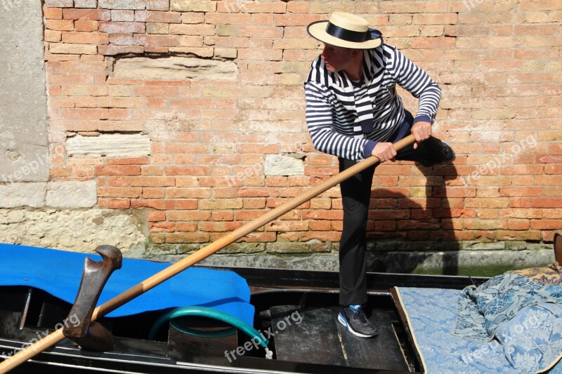 Staff Gondolier Venice Wassertrasse Romantic