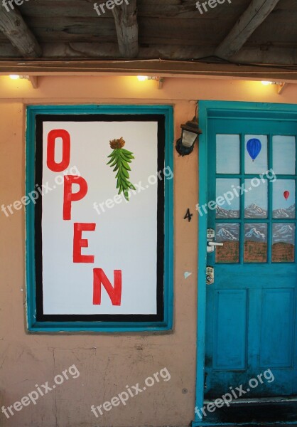 Open Sign Family Restaurant New Mexico Albuquerque Old Town