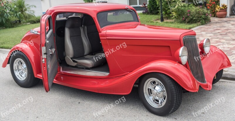 Hot Rod Car Antique Red Classic