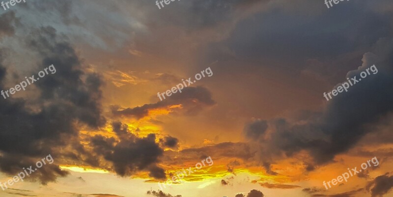 Sunset Clouds Sky Evening Orange