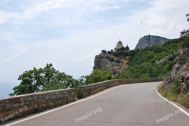 Crimea Mountains Mountain Road Church Foros