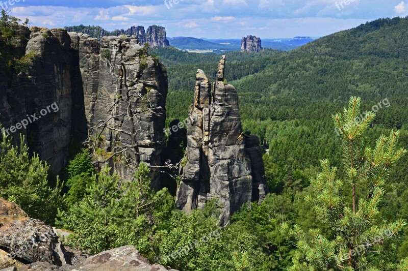 Saxony Mountains Nature Vision Stones