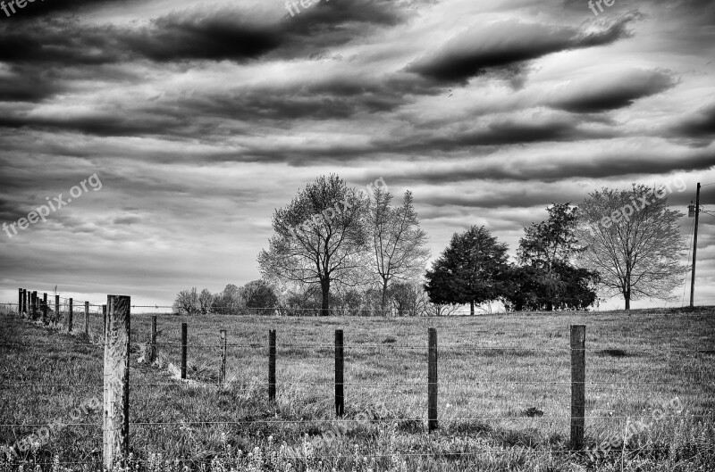 Monochrome Black And White Landscape Rural Country