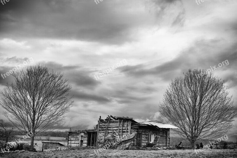 Monochrome Black And White Landscape Rural Country