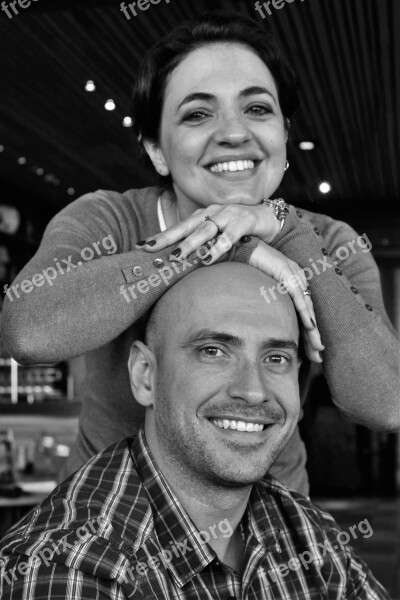 People Smiles Black And White Woman Man