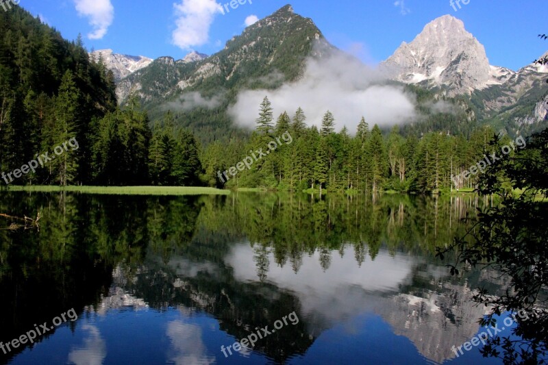 Mountains Water Pond Lake Mirroring