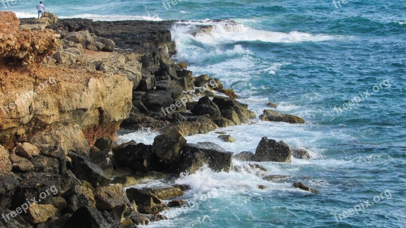 Rocky Coast Waves Splashing Crash Sea Spray