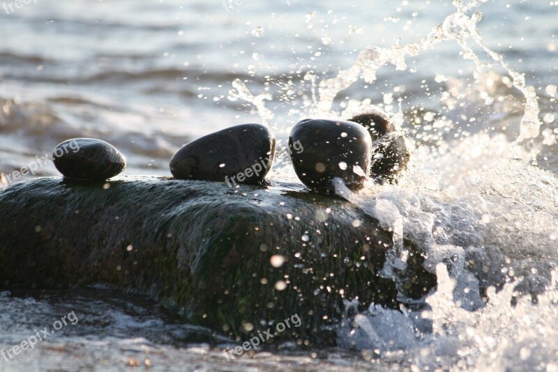 Sea Rocks Water Splash Wet