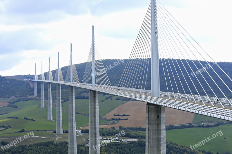 Bridge Landscape Millau Valley Highway