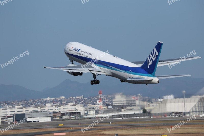 Japan Boeing 767 Osaka Airport Airplane All Nippon Airways