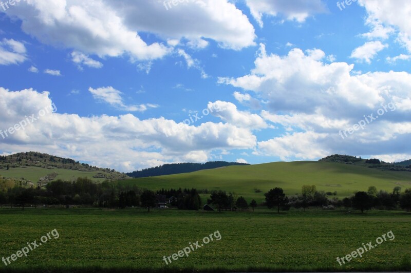 Slovakia Spring Nature Country Cloudy Sky