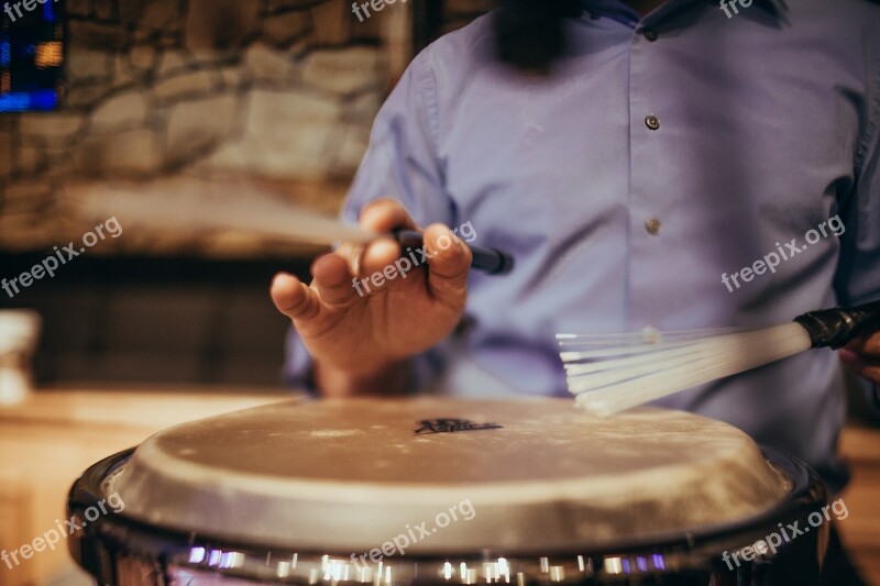 Drummer Drum Drums Conga Brush