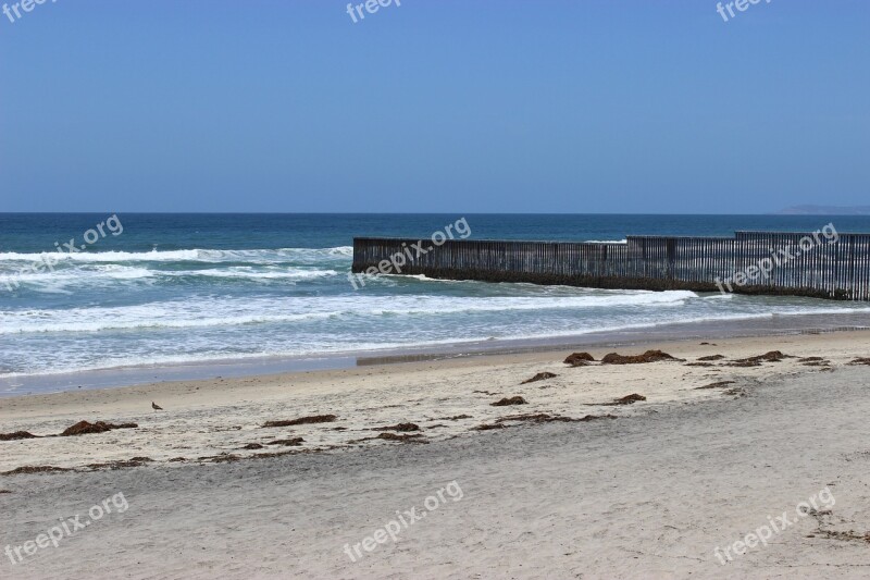 Beach Tijuana Border Border Line Tijuana San Diego