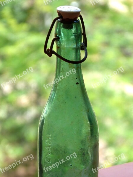 Bottle Green Glass Old Vintage Peroxide