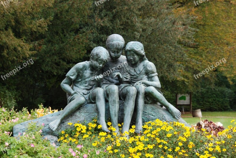 Children Image Statue Brass Art