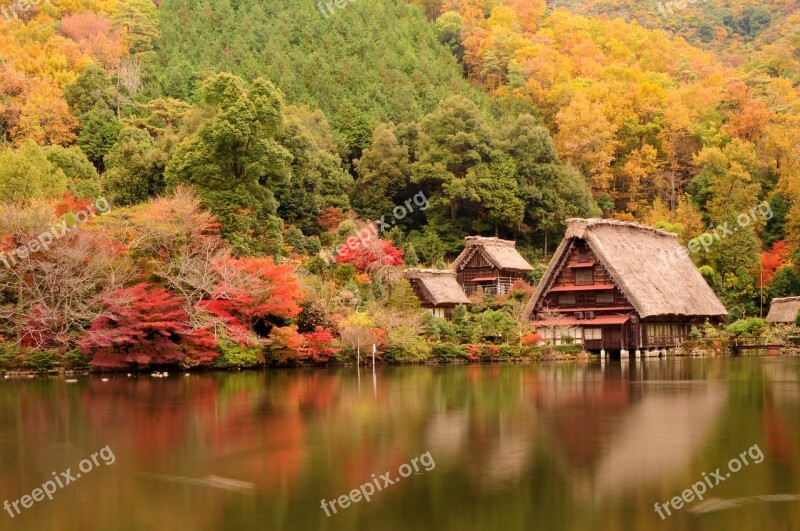 Japan Traditional House Lake Pond Asia