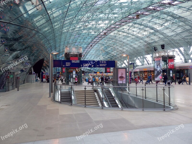 Frankfurt Am Main Germany Airport Airport Train Station Hall Glass Roof