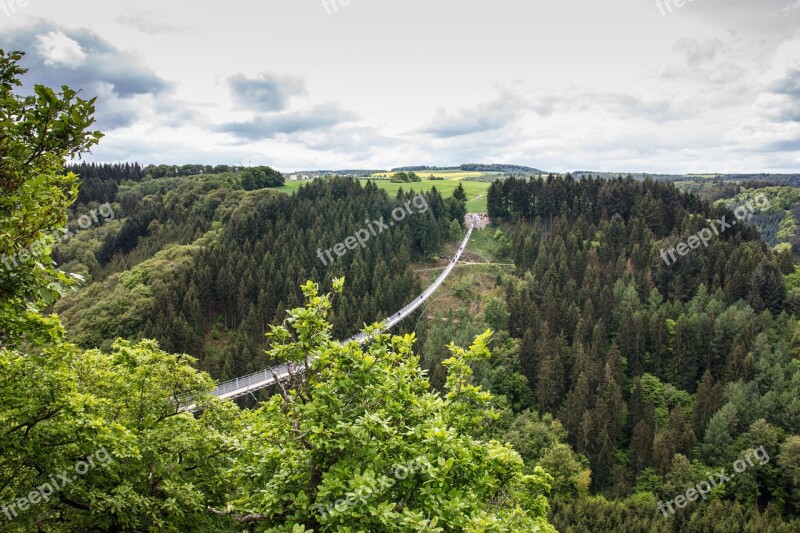 Bridge Hanging Rope Bridge Nature Hiking Height