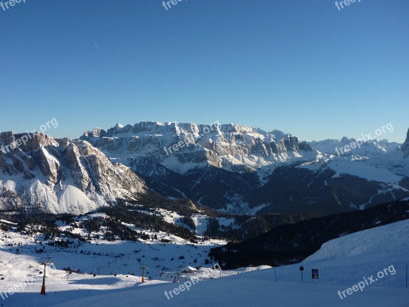 Dolomites Panorama Ski Mountains Nature