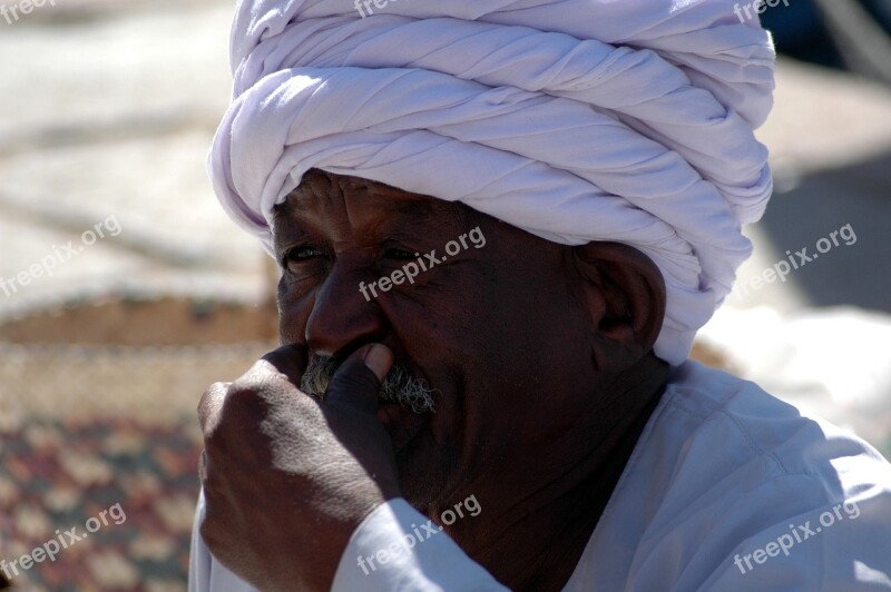 Egypt Market Turban Man Thoughtful