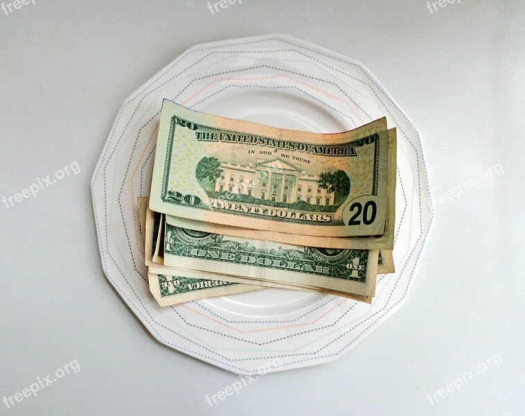 Money Dollars Tip Cash Plate