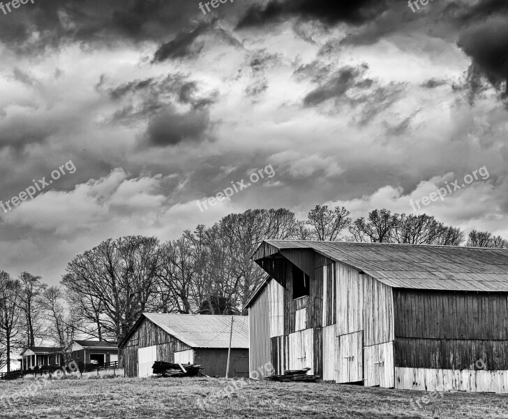 Monochrome Black And White Country Rural Barn