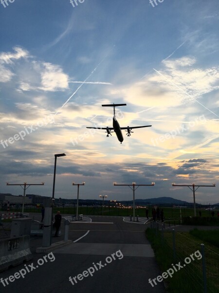 Airport Aircraft Landing Airport Zurich Switzerland